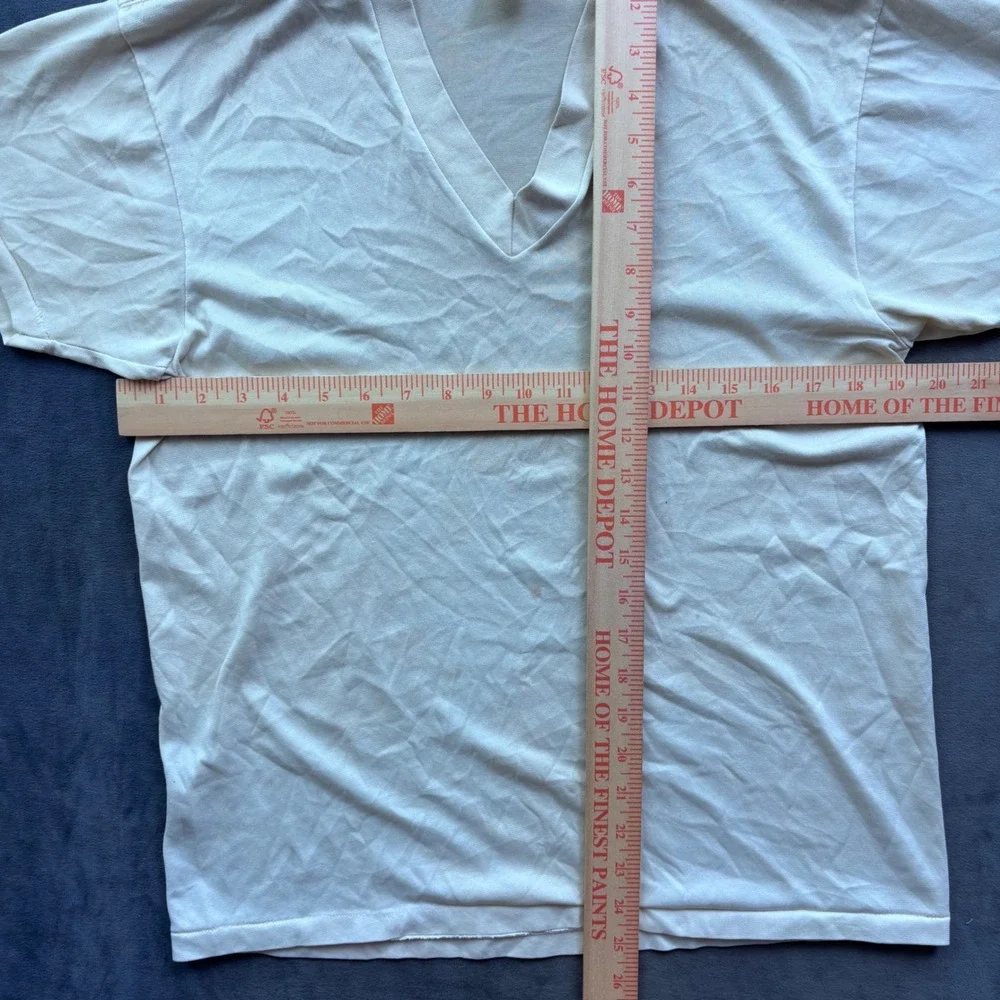 Vintage Sears Golden Comfort V Neck T Shirt Mens Large White Sanfor-Knit